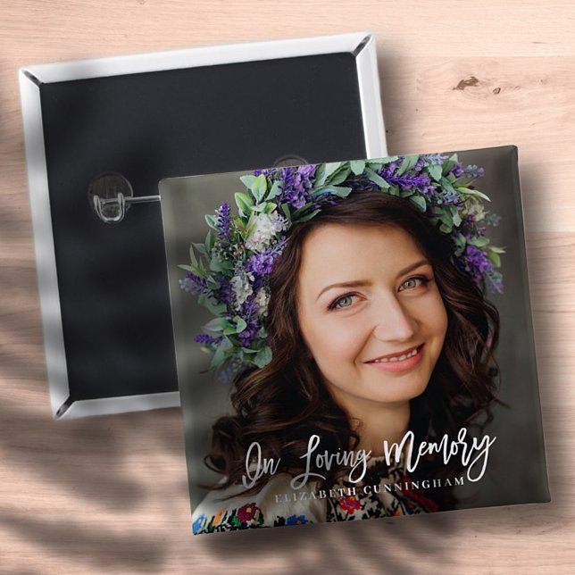 Bóton Quadrado 5.08cm Em Adorando Memória Personalizada Cursiva Memorial (Criador carregado)