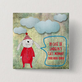 BÓTON QUADRADO 5.08CM EM CASO DE COELHO DE NÚMERO DE MAMÃES DE CHAMADA D