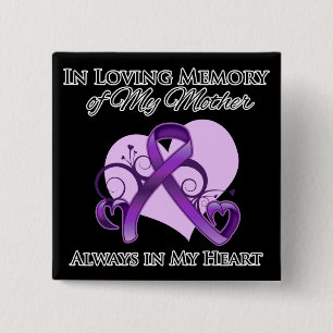Bóton Quadrado 5.08cm Em memória da minha mãe - Câncer de pâncreas