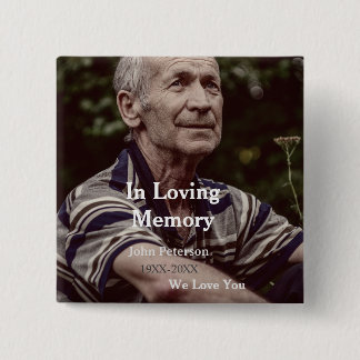 Bóton Quadrado 5.08cm Em memória nome ano funeral memorial recordação