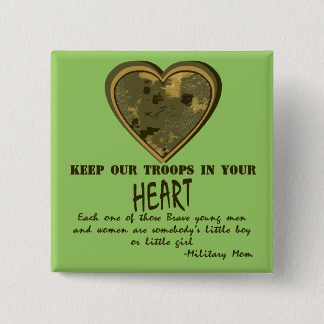 Bóton Quadrado 5.08cm Em Nossos Corações (Frente)