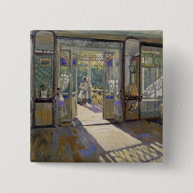 Bóton Quadrado 5.08cm Em uma casa, 1913 (Frente)