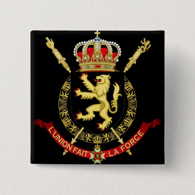 Bóton Quadrado 5.08cm emblema bélgico (Frente)