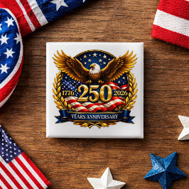 Bóton Quadrado 5.08cm Emblema da Águia do 250º Aniversário dos EUA