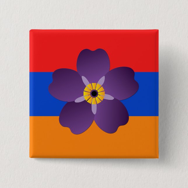 Bóton Quadrado 5.08cm Emblema do genocídio arménio & botão centenários (Frente)
