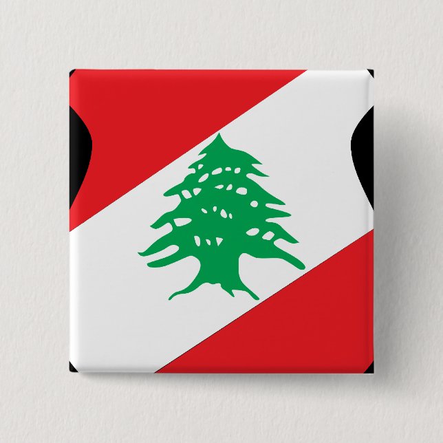 Bóton Quadrado 5.08cm emblema do líbano (Frente)