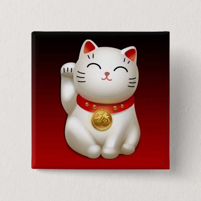 Bóton Quadrado 5.08cm Emblema Manekineko (Frente)