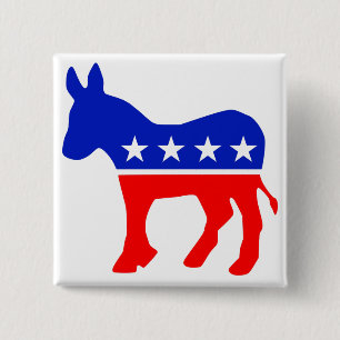 Bóton Quadrado 5.08cm Emblema Político do Partido Democrático (Donkey)