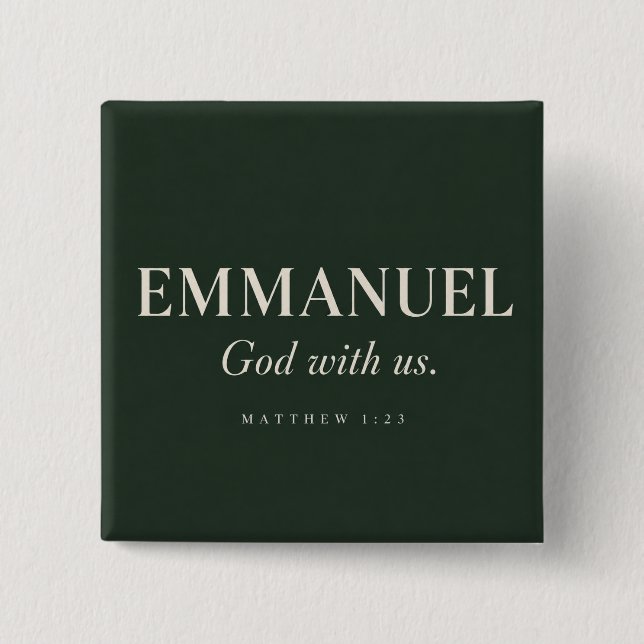 Bóton Quadrado 5.08cm EMMANUEL | Mateus 1:23 | Natal (Frente)