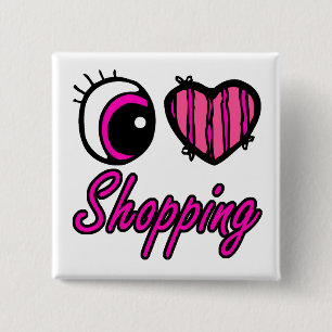 Bóton Quadrado 5.08cm Emo Eye Heart I Love Comprando