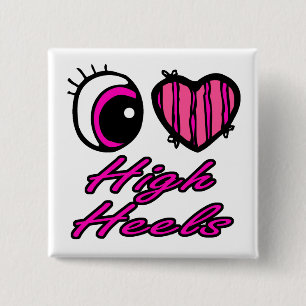 Bóton Quadrado 5.08cm Emo Eye Heart I Love High Heels