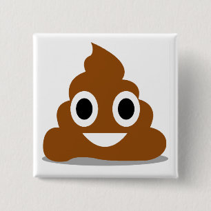 Bóton Quadrado 5.08cm Emoticon Emoji de Cocô Botão Divertido Insígnia
