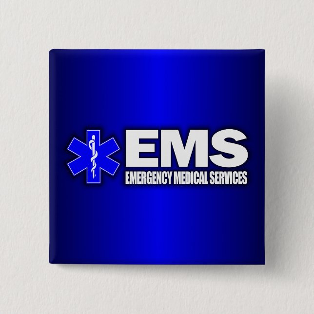 Bóton Quadrado 5.08cm EMS - Serviços médicos de emergência (Frente)
