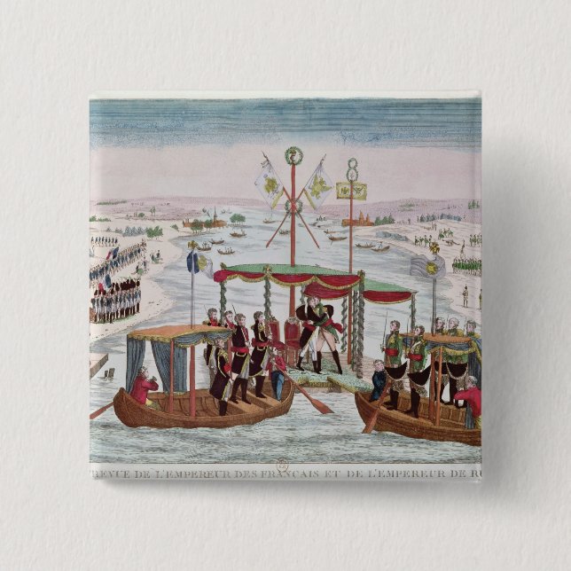 Bóton Quadrado 5.08cm Encontrando entre Napoleon me & o Tsar Alexander (Frente)