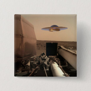 Bóton Quadrado 5.08cm Encontro de Saucer de OVNI de Alienígena Mars InSi