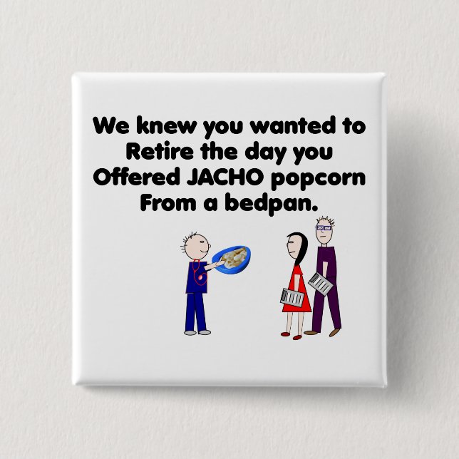 Bóton Quadrado 5.08cm Enfermeira aposentada Arte JACHO (Frente)