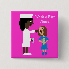 Bóton Quadrado 5.08cm Enfermeira bonito & criança dos desenhos animados