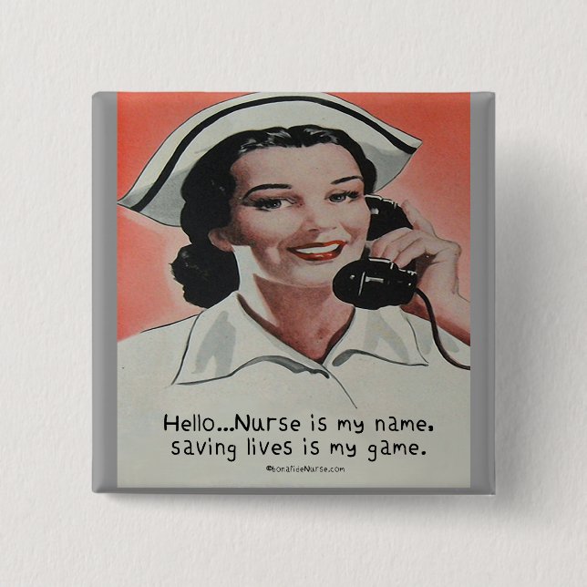 Bóton Quadrado 5.08cm Enfermeira é o meu nome (Frente)