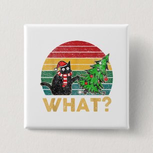 Bóton Quadrado 5.08cm Engraçada Camisa De Natal Doida Cat San