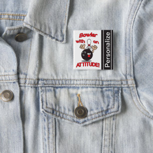 Bóton Quadrado 5.08cm Engraçado Bowler com atitude   Personalizar