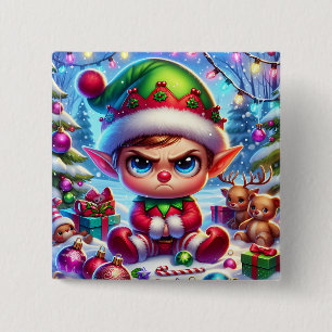 Bóton Quadrado 5.08cm Engraçado Grumpy Elf Natal