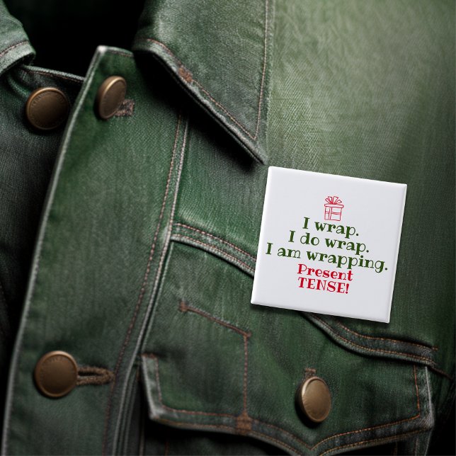 Bóton Quadrado 5.08cm Engraçado Humor de Natal | Gramática Pun (Funny Christmas Humor | Grammar Pun Button)