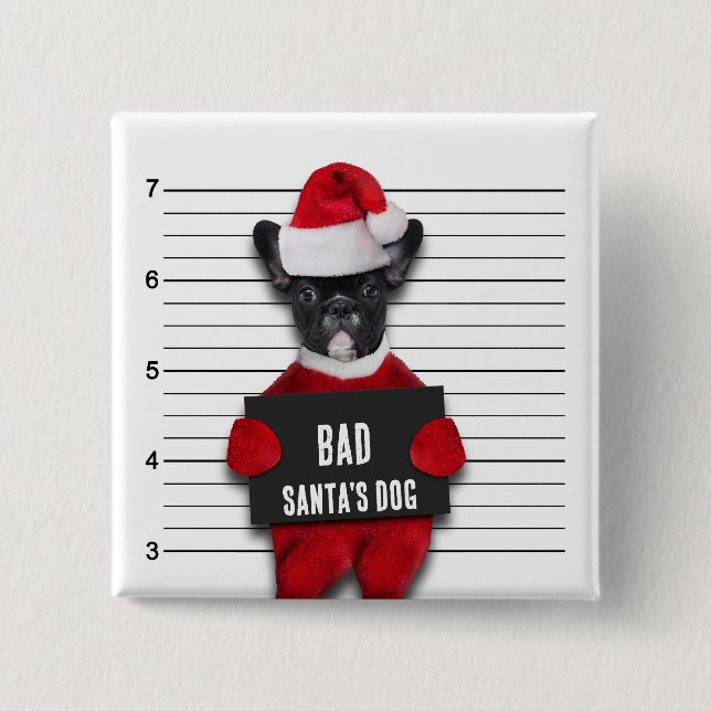 Bóton Quadrado 5.08cm Engraçado Mugshot Papai noel Mau Natal (Frente)