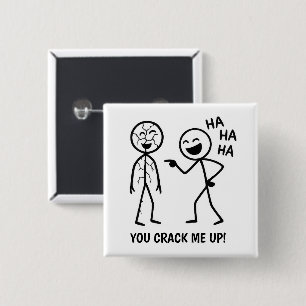 Bóton Quadrado 5.08cm Engraçado Stickman