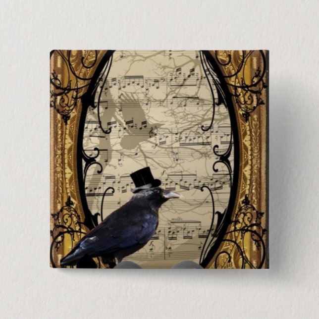 Bóton Quadrado 5.08cm Engraçado vintage Gothic. (Frente)
