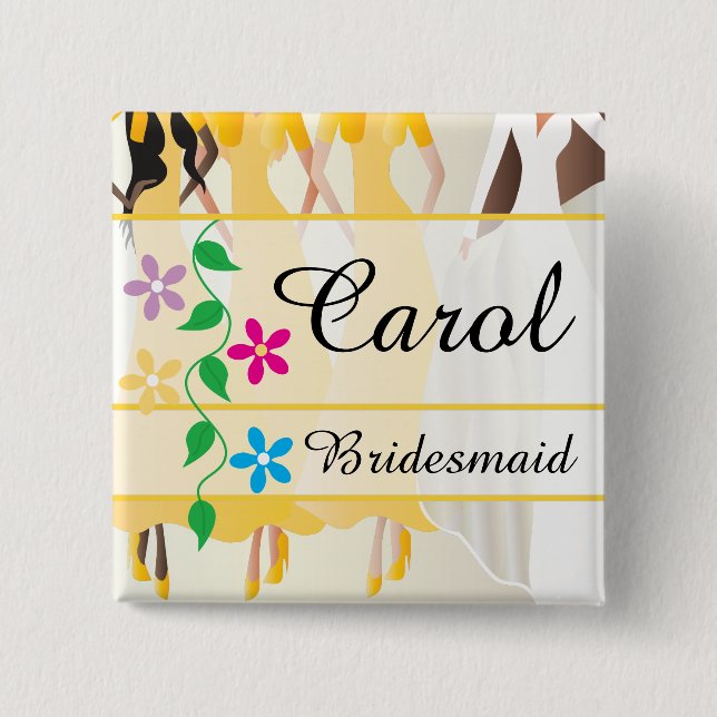 Bóton Quadrado 5.08cm Ensaio de noiva, Chá, solteira (Frente)