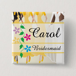 Bóton Quadrado 5.08cm Ensaio de noiva, Chá, solteira