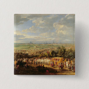 Bóton Quadrado 5.08cm Entrada de Louis XIV de Áustria no Arras