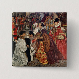 Bóton Quadrado 5.08cm Entrar de Queen Mary e da princesa Elizabeth