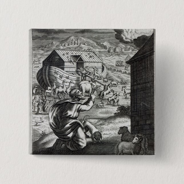Bóton Quadrado 5.08cm Entreth de Noah a arca (Frente)