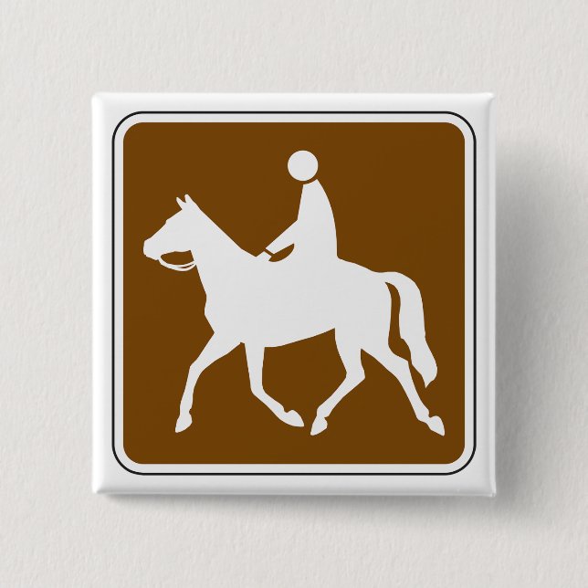 Bóton Quadrado 5.08cm Equestrian Trail Riding Horse Silhouette Icon (Frente)