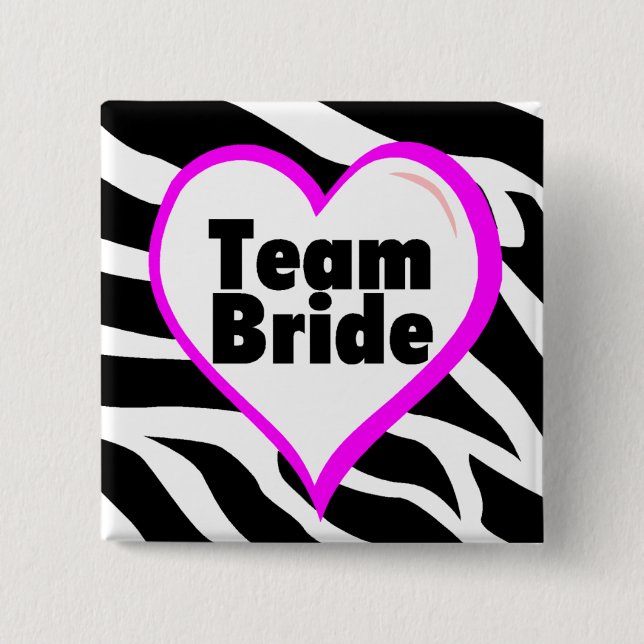 Bóton Quadrado 5.08cm Equipe Bride Zebra Stripes (Frente)