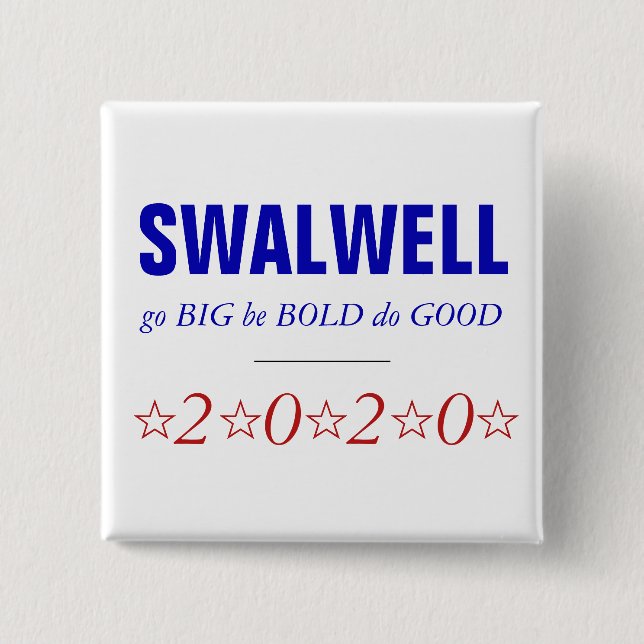Bóton Quadrado 5.08cm Eric Swalwell| Grande Negrito| Presidencial 2020 (Frente)