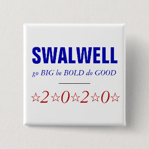 Bóton Quadrado 5.08cm Eric Swalwell Grande Negrito Presidencial 2020