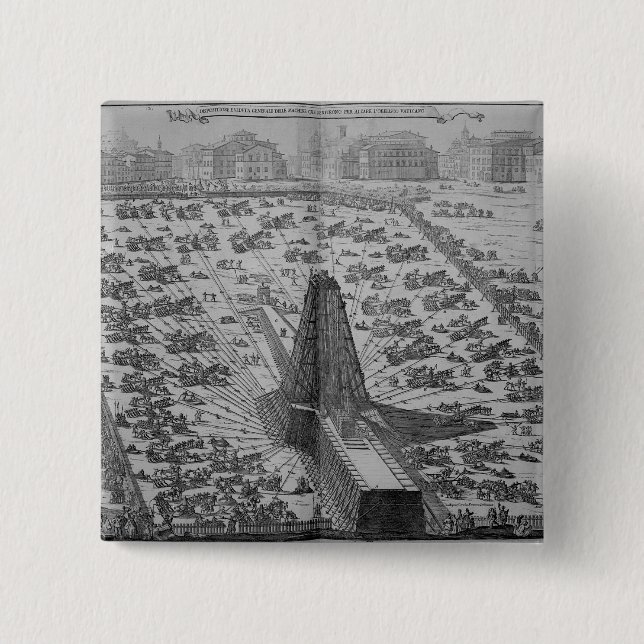 Bóton Quadrado 5.08cm Erigindo o Obelisk egípcio antigo (Frente)