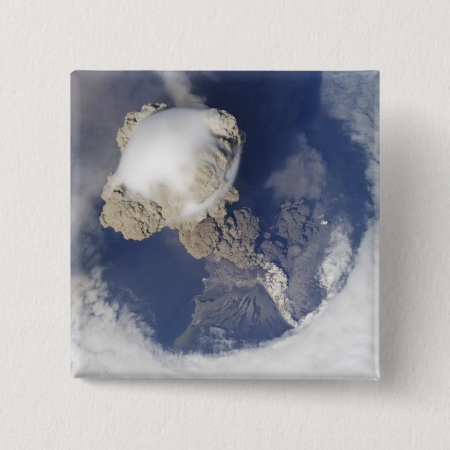 Bóton Quadrado 5.08cm Erupção do vulcão Sarychev (Frente)