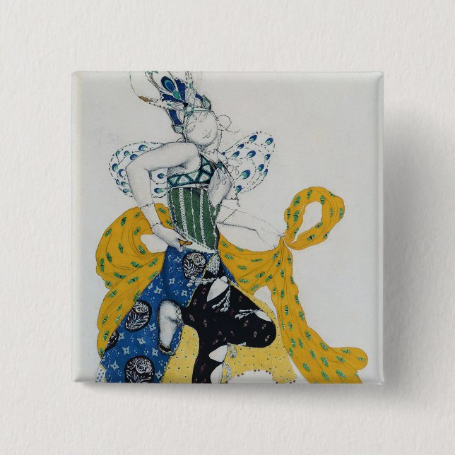 Bóton Quadrado 5.08cm Esboço para La Peri do balé ' (Frente)