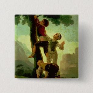 Bóton Quadrado 5.08cm Escalada dos meninos de Francisco Jose de Goya y