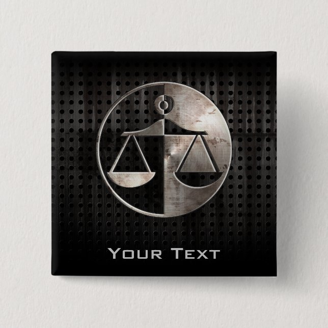 Bóton Quadrado 5.08cm Escalas ásperas de justiça (Frente)