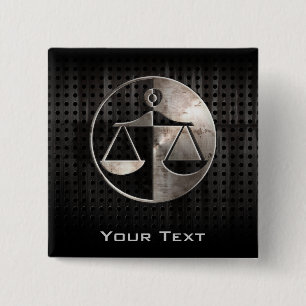 Bóton Quadrado 5.08cm Escalas ásperas de justiça