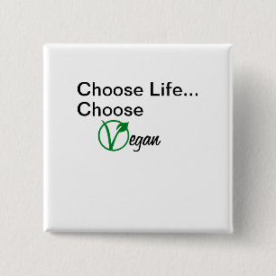 Bóton Quadrado 5.08cm Escolha o botão do Vegan