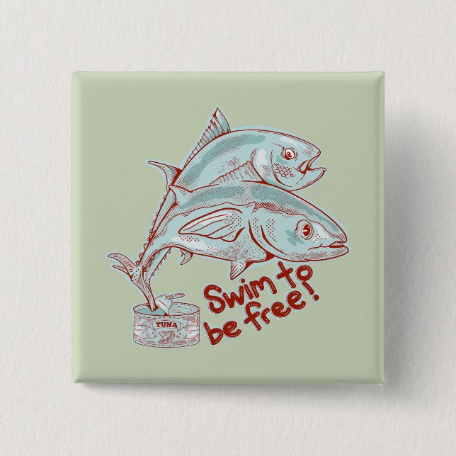 Bóton Quadrado 5.08cm Escova engraçada de atum (Frente)