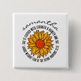 Bóton Quadrado 5.08cm Escritura de girassol em branco verso bíblia