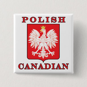 Bóton Quadrado 5.08cm Escudo canadiano polonês