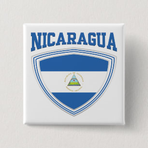 Bóton Quadrado 5.08cm Escudo de Sinalizador da Nicarágua