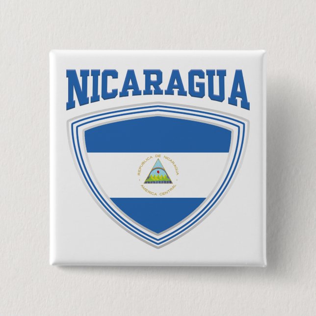 Bóton Quadrado 5.08cm Escudo de Sinalizador da Nicarágua (Frente)